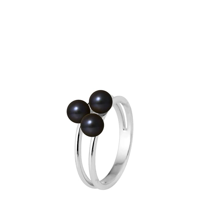 Manufacture Royale Silver Ring with 3 Black Freshwater Pearls 5-6 mm
