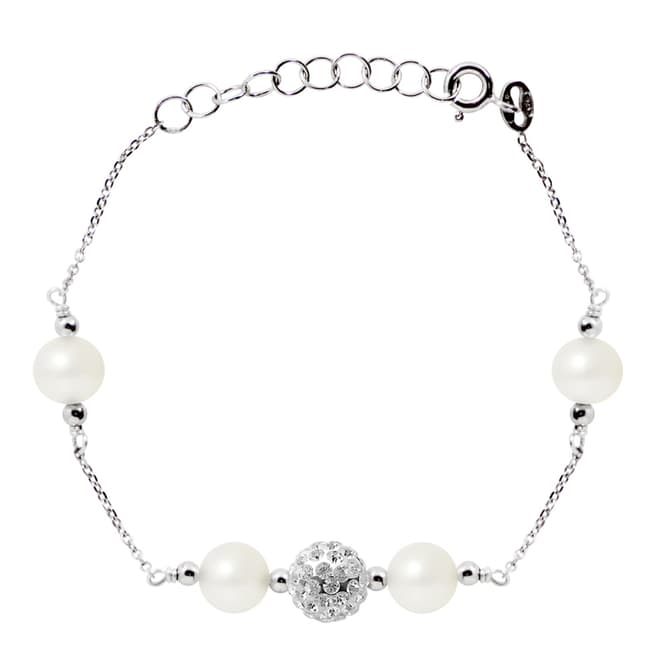 Manufacture Royale White Crystal Bracelet with Natural Freshwater Pearls