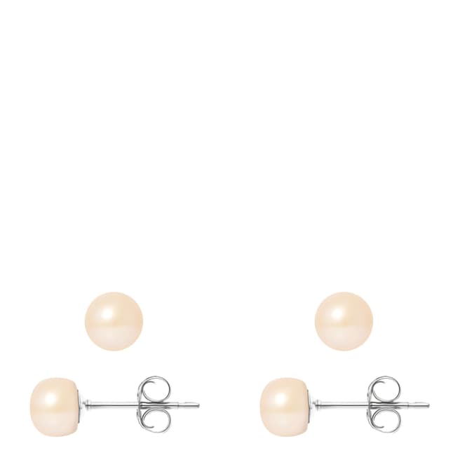 Manufacture Royale Silver Earrings with Natural Pink Freshwater Pearls 6-7 mm