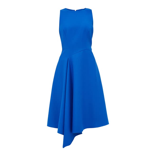 Ted Baker Mid Blue Arola Textured Draped Asymmetric Dress