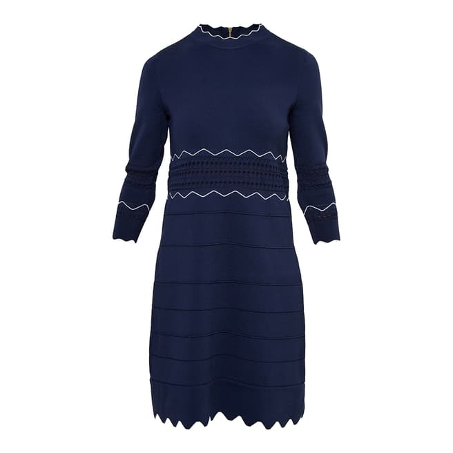 Ted Baker Navy Coletie Scallop Edge Knitted Tunic