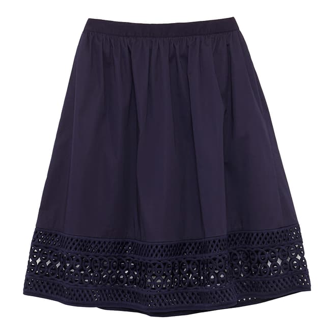Ted Baker Navy Abygail Cotton Contrast Trim Skirt