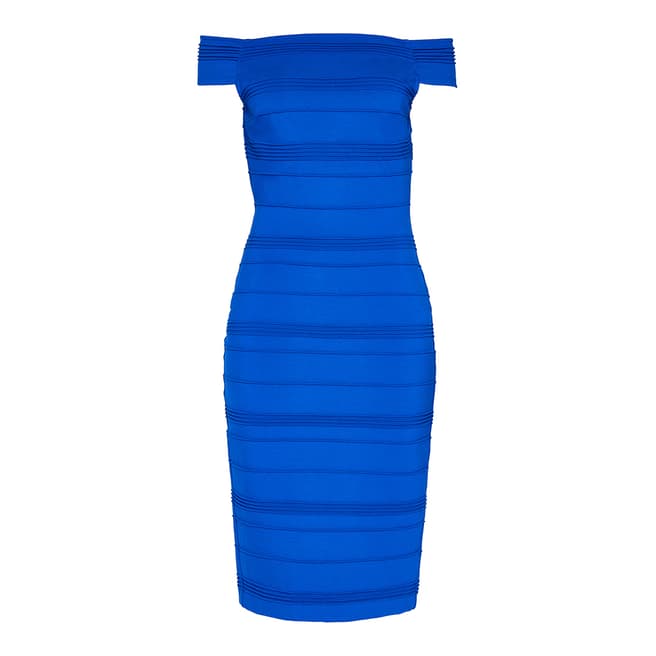 Ted Baker Mid Blue Inan Stripe Texture Bardot Dress
