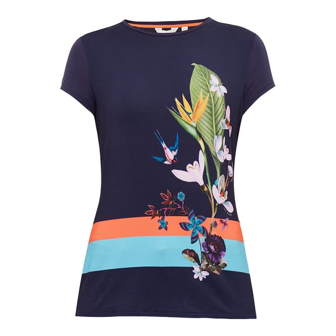 Ted Baker Navy Immyeni Tropical Oasis Fitted T-Shirt