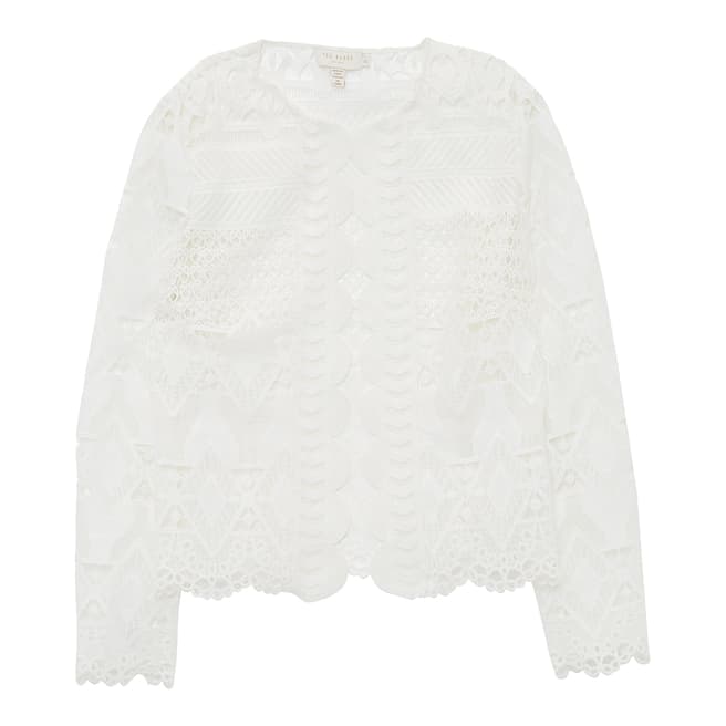Ted Baker White Dalmy Lace Panelled Cropped Jacket