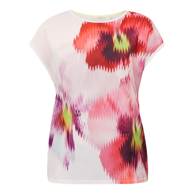 Ted Baker Baby Pink Khalees Expressive Pansy Woven T-Shirt
