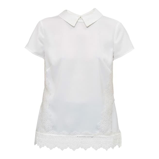 Ted Baker White Marnee Collar Cap Sleeve Lace Insert Top