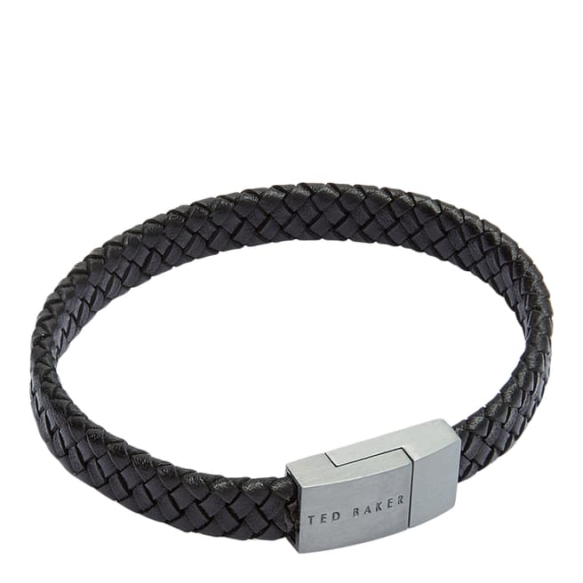 Ted Baker Black Plaited Leather Bracelet