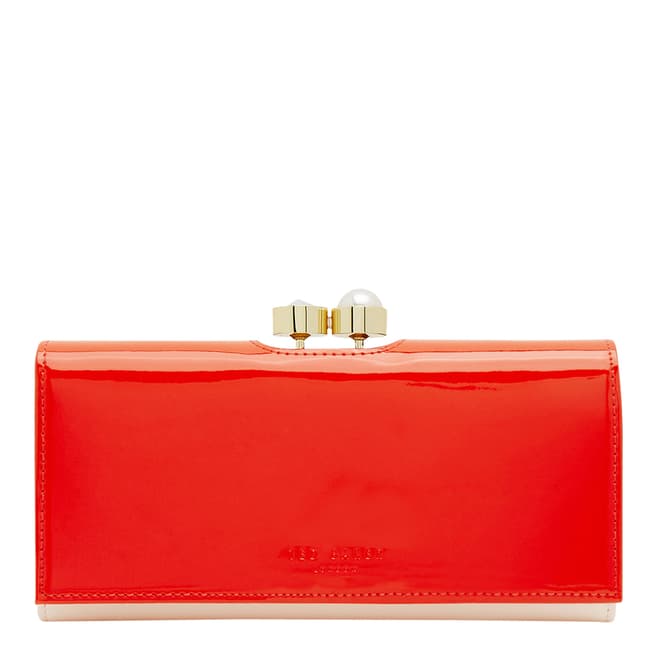 Ted Baker Bright Orange Cecilie Pearl Bobble Leather Matinee Purse