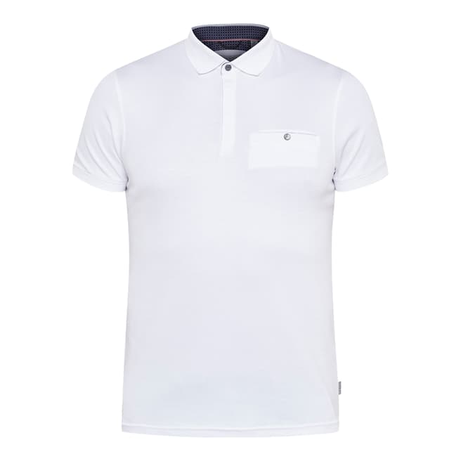 Ted Baker White Charmen Flat Knit Collar Polo Shirt