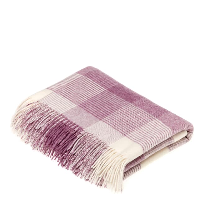 Bronte by Moon Lilac Blanket Check Lambswool Throw 140x185cm