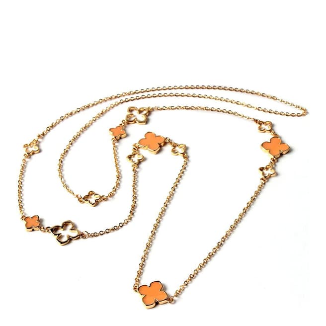 Amrita Singh Peach/Gold Noho Petite Clover Brass Necklace