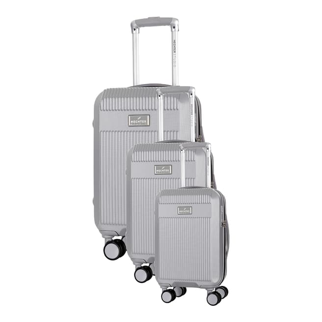 Hechter Set Of Three Silver Chaligny Suitcases 45cm/55cm/65cm