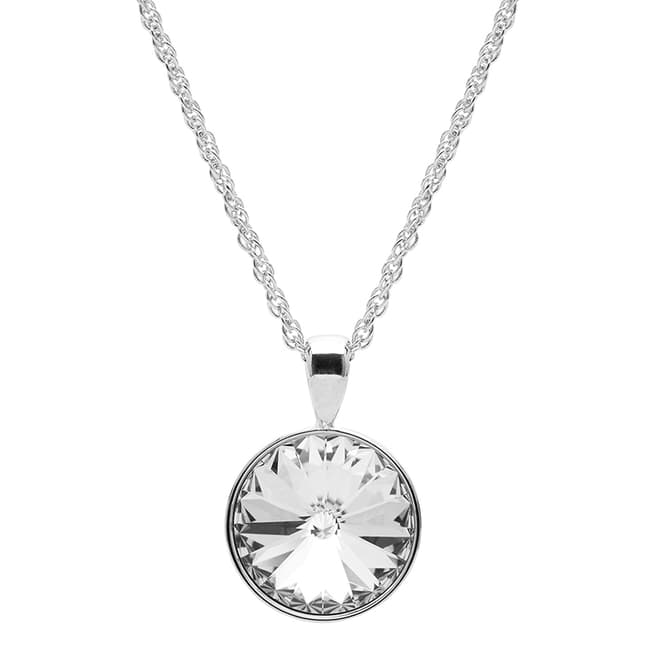 Aura Silver Crystal Timeless Circle Pendant Necklace