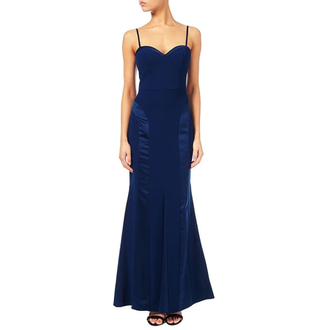 Aidan Mattox Navy Crepe And Charmeuse Sweetheart Gown