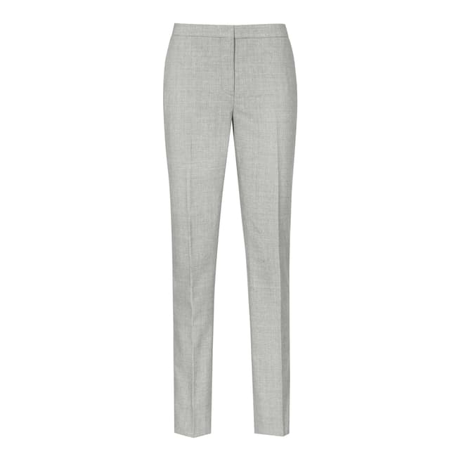 Reiss Mid Grey Aleggra Checked Wool Blend Trousers