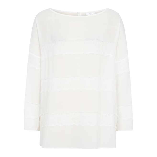 Reiss Off White Nellie Lace Panel Top
