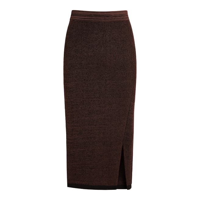 Reiss Brown Cassie Knitted Pencil Skirt