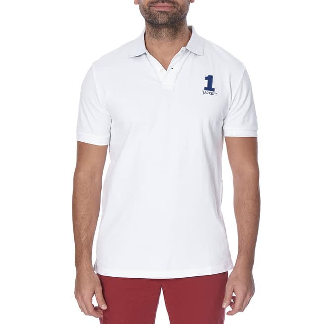 Hackett London White Classic Cotton Blend Polo Shirt