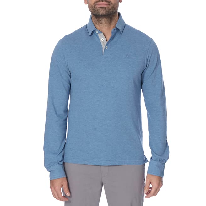 Hackett London Blue Split Innerband Cotton Polo Shirt