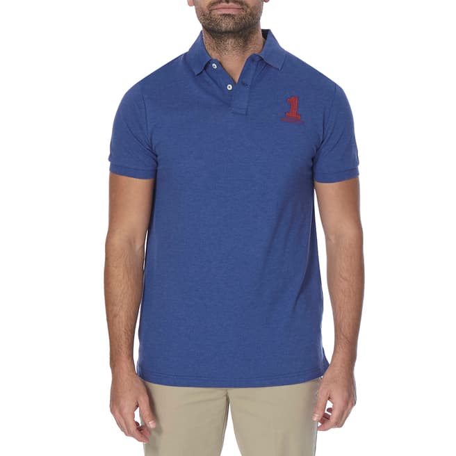 Hackett London Blue/Red Cotton Blend Polo Shirt