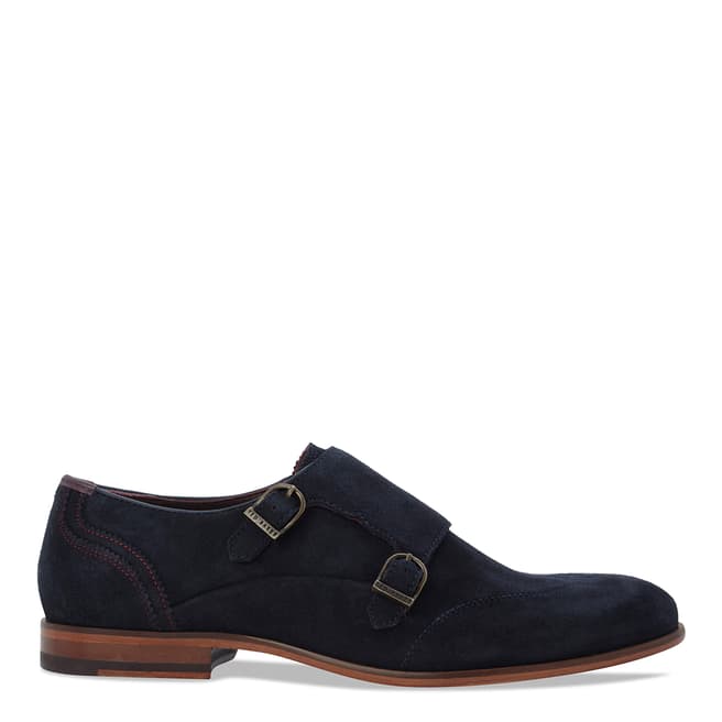 Ted Baker Navy Suede Rovere Monk Strap Shoes