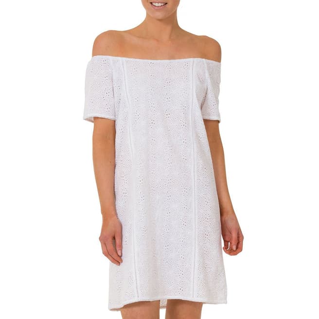 Aspiga White Cotton Off The Shoulder Dress