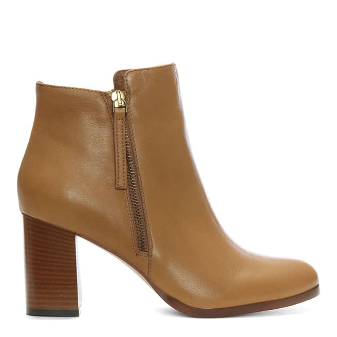Lamica Tan Leather High Block Heel Ankle Boots