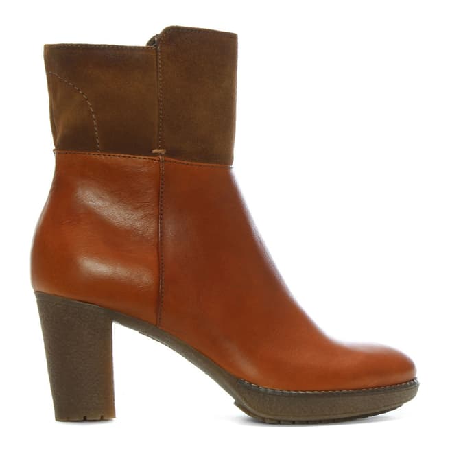 Manas Tan Leather & Suede Contrast Ankle Boots