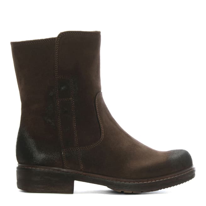 Manas Brown Suede Distressed Ankle Boots
