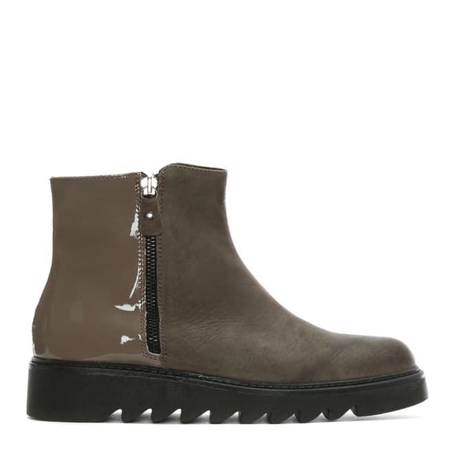 Morichetti Taupe Leather Contrast Ankle Boots