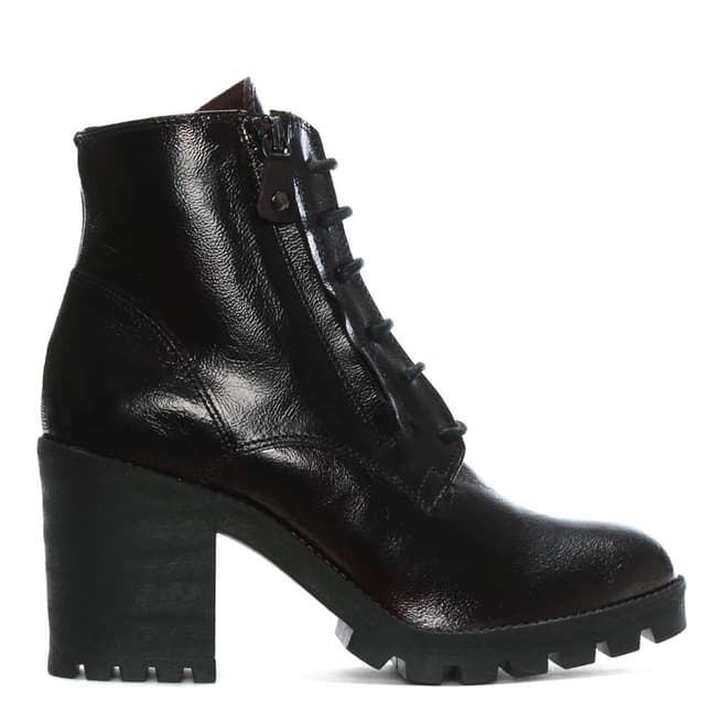 Morichetti Burgundy Patent Leather Block Heel Ankle Boots