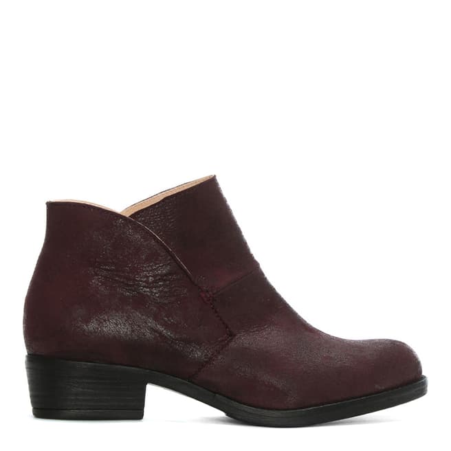 Morichetti Burgundy Leather Shaped Top Line Ankle Boots