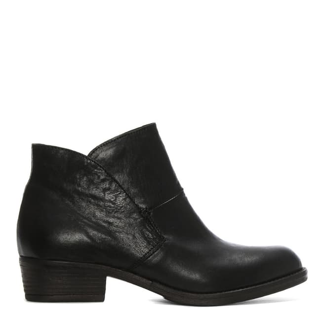 Morichetti Black Leather Shaped Top Line Ankle Boots