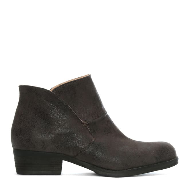 Morichetti Taupe Leather Shaped Top Line Ankle Boots