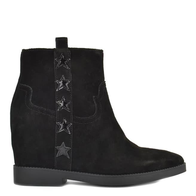 ASH Black Suede Goldie Wedge Ankle Boots
