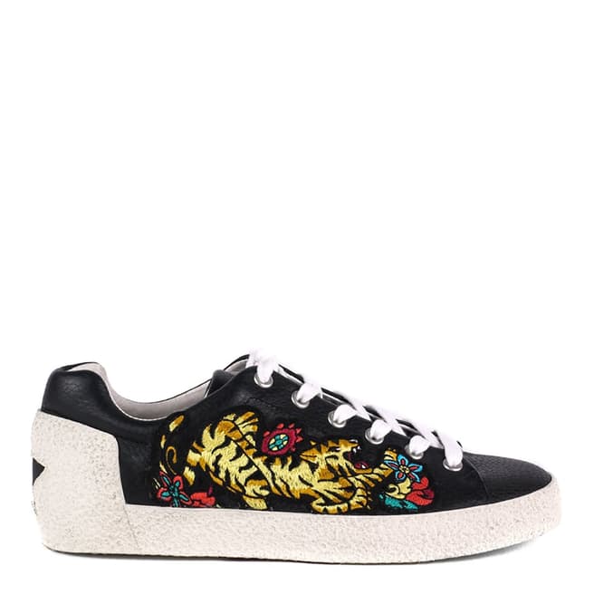 ASH Black Leather Tiger Embroidered Niagara Trainers