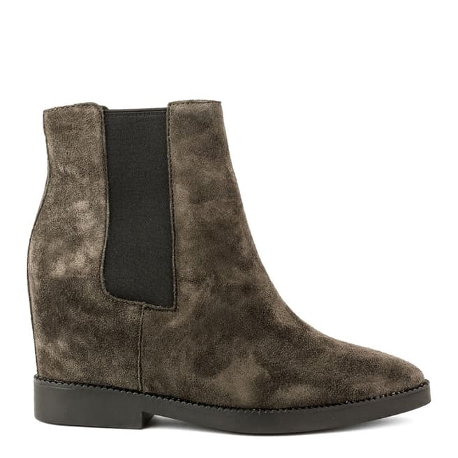 ASH Grey Suede Gong Bistro Wedge Ankle Boots