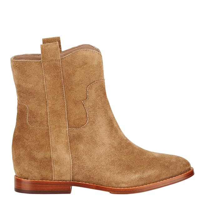ASH Brown Suede Jane Low Wedge Ankle Boots