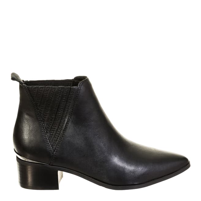 Guess Black Leather Pointed Low Heeled Ankle Boots