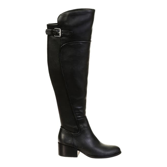 Guess Black Leather Low Heel Knee High Boots