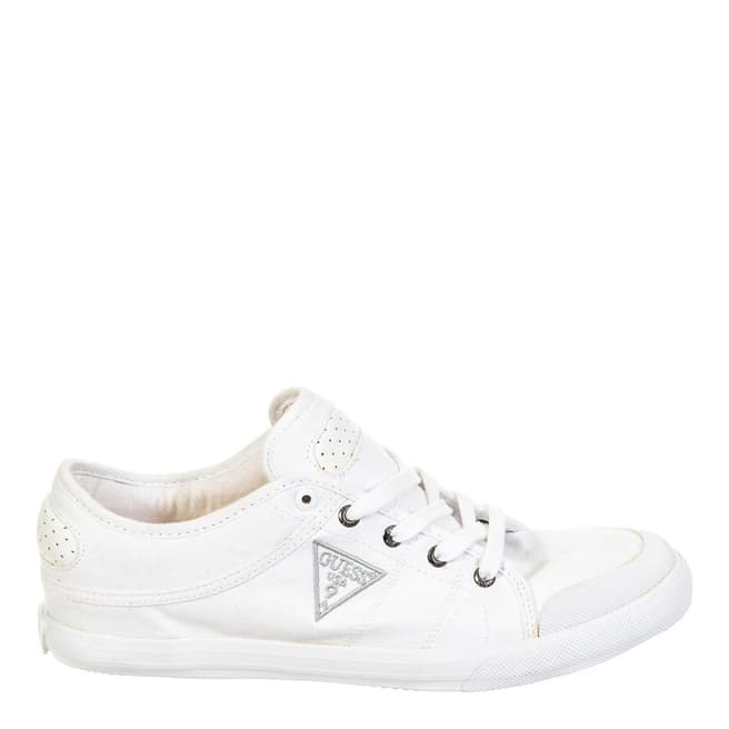 Guess White Canvas Roak Low Trainers