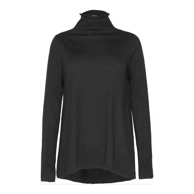 NYDJ Black A-line Funnel Neck Wool Blend Sweater