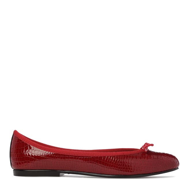French Sole Red Patent Small Croc India Flats