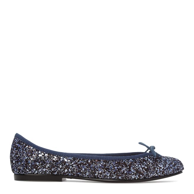 French Sole Blue Chunky Glitter India Flats