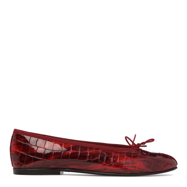 French Sole Red Patent Croc Simple Flats
