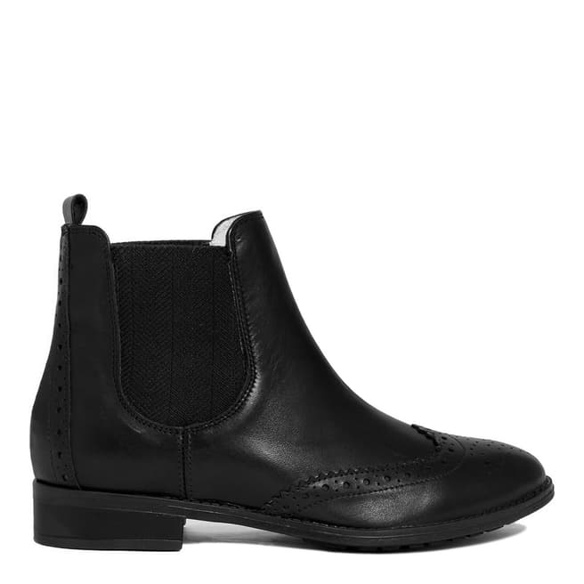 EJE Black Leather Brogue Style Chelsea Boot