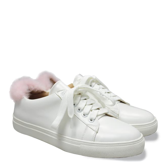 Carlton London White Fur Back Sneakers