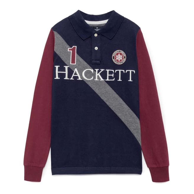 Hackett London Older Boy's Navy Long Sleeve Polo
