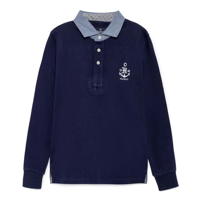 Hackett London Younger Boy's Navy Long Sleeve Rugby